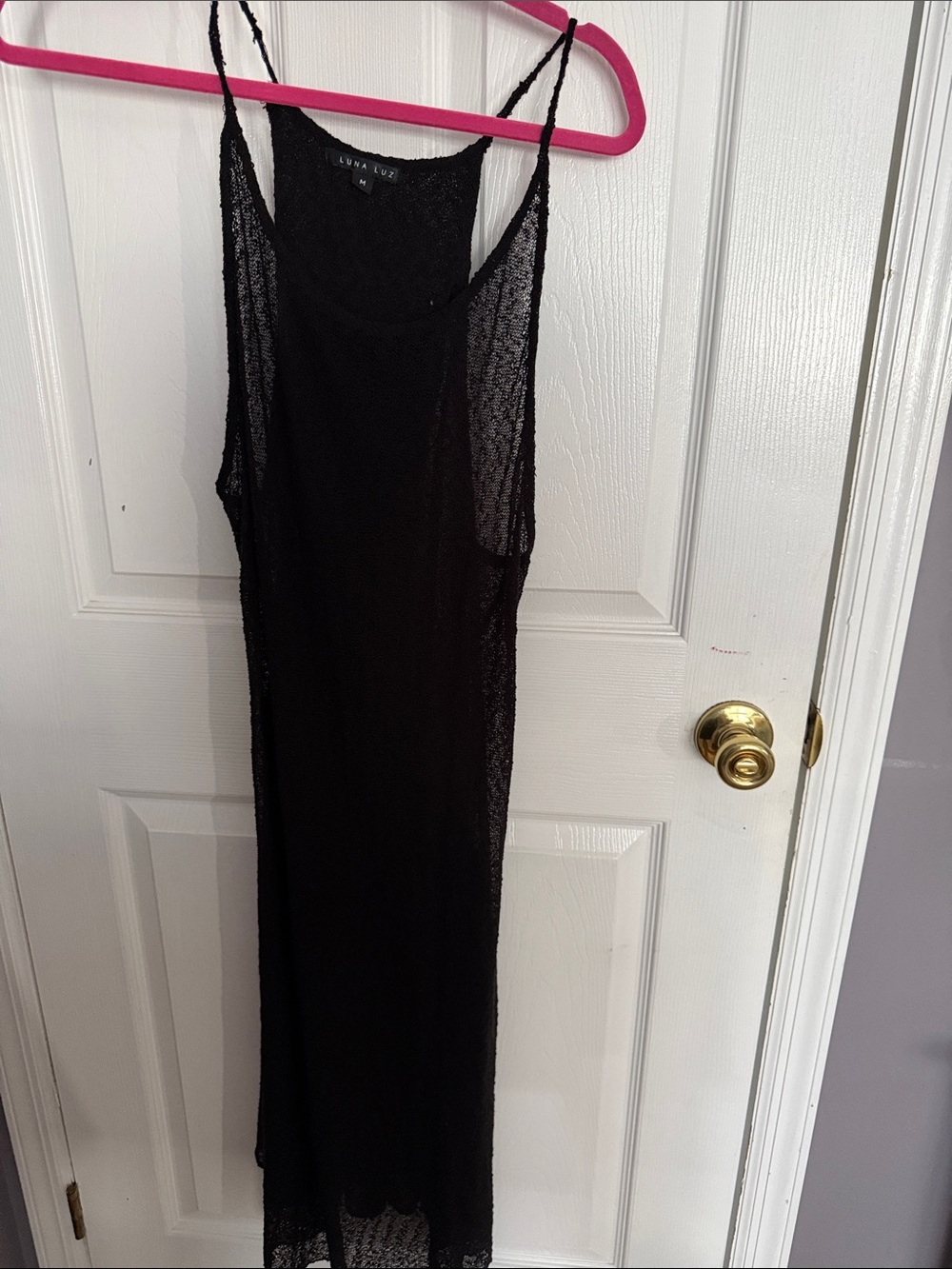 Luna Luz Black knit Sheer Maxi Slip Dress/vest